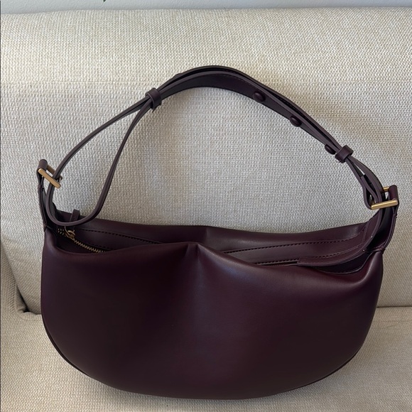 Zara Crescent Half Moon Burgundy Hobo Bag - Picture 8 of 10